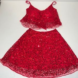 Cocktail red sequin dress by Ashley Lauren 2 piece size 0.